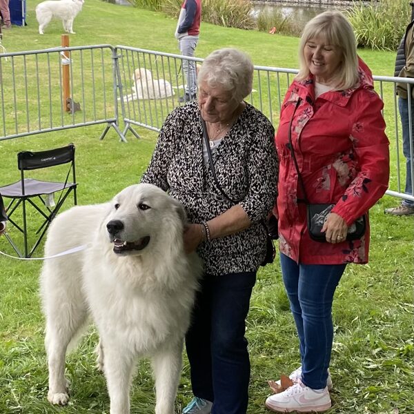 Míša s britskou rozhodčí a chovatelkou Sandie Ann Tadd a Lorraine Janes